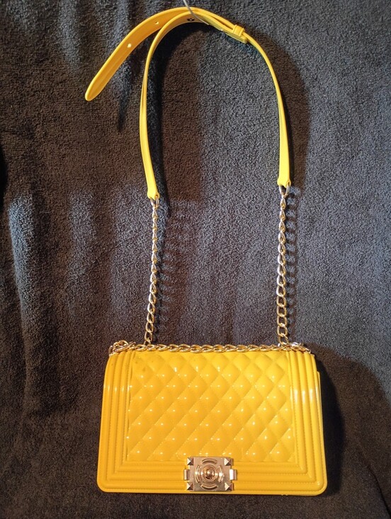 Handbags - Caleesa Canary Yellow Quilted Crossbody Jelly Bag.